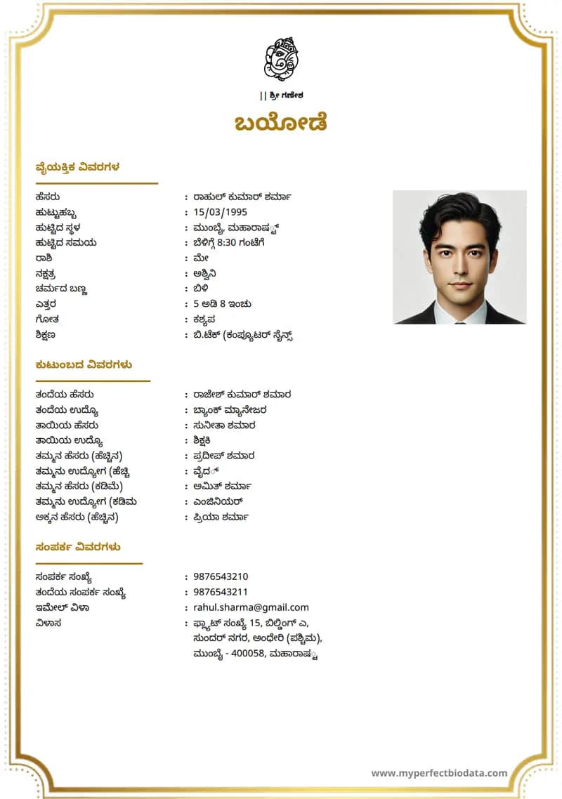 ವೃತ್ತಿಪರ ಆಧುನಿಕ marriage biodata template
