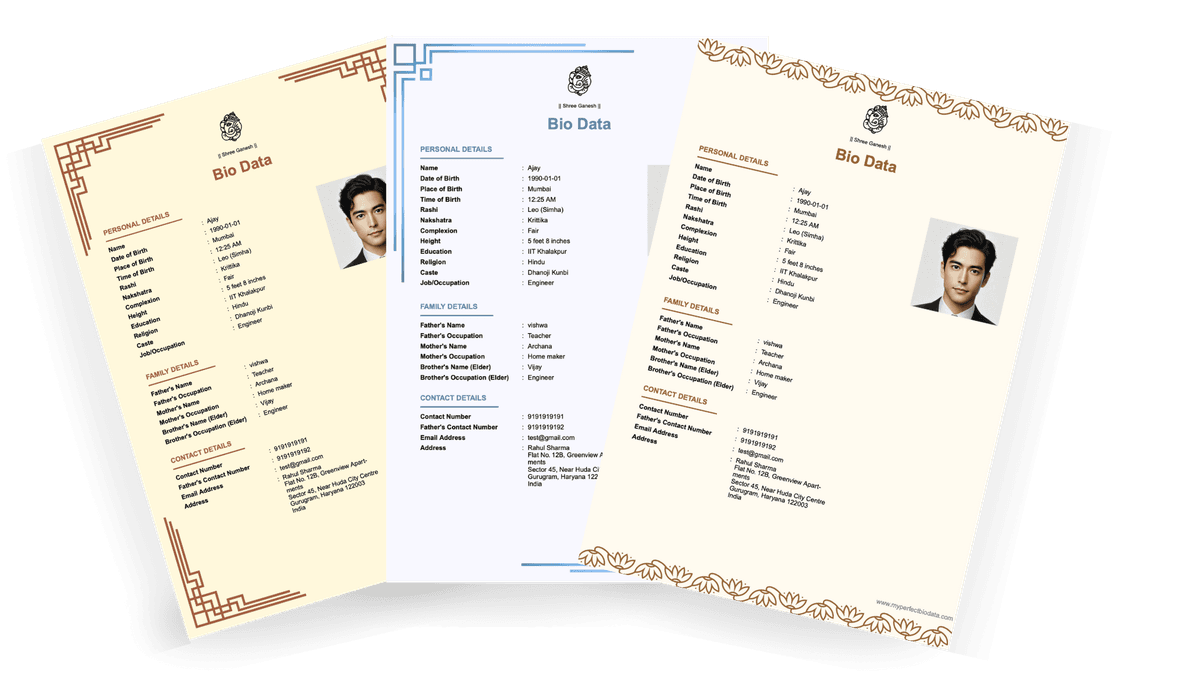 Beautiful Marriage Biodata Examples