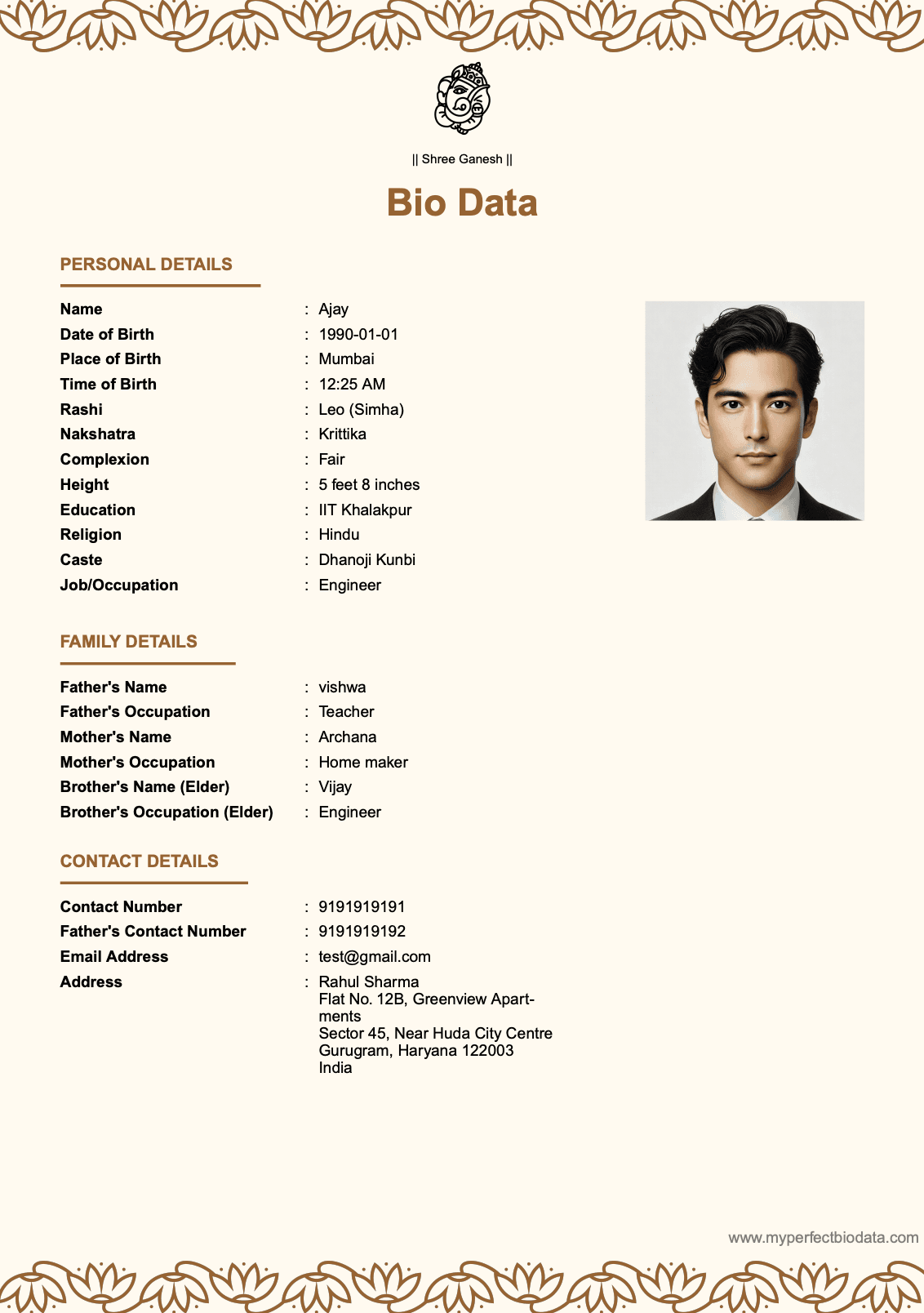 Elegant Classic - best marriage biodata template