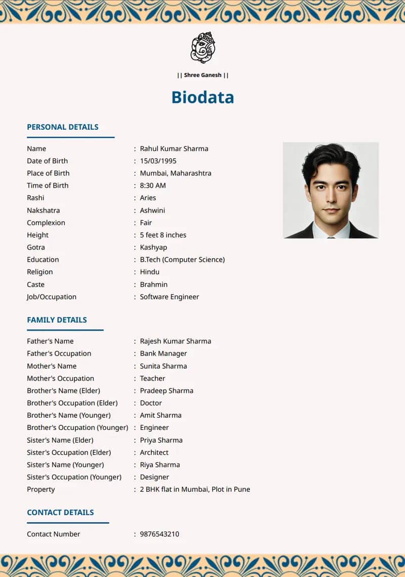 মিনিমালিস্ট সমসাময়িক marriage biodata template
