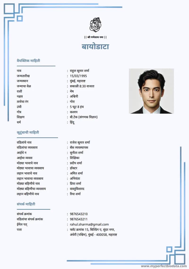 समकालीन मिनिमलिस्ट marriage biodata template