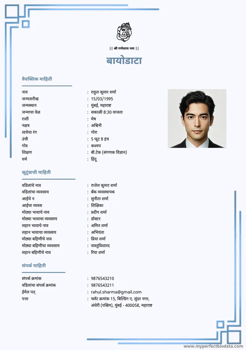 समकालीन मिनिमलिस्ट marriage biodata template