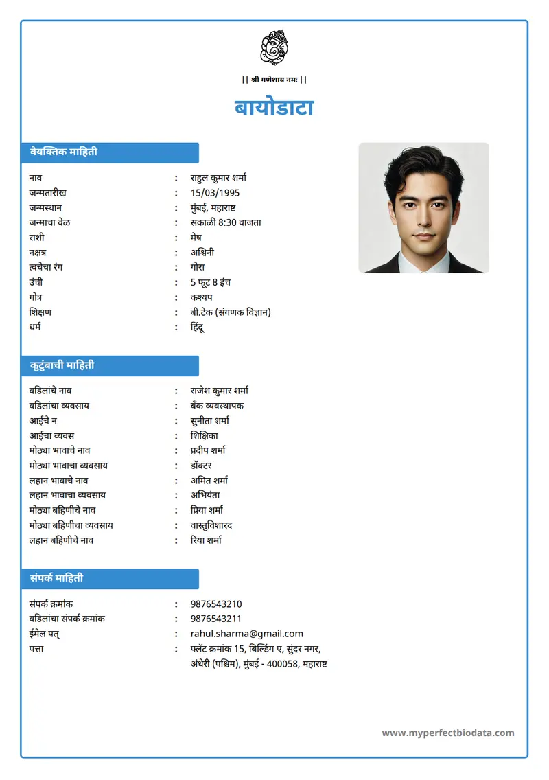 क्लासिक एलिगेंट marriage biodata template